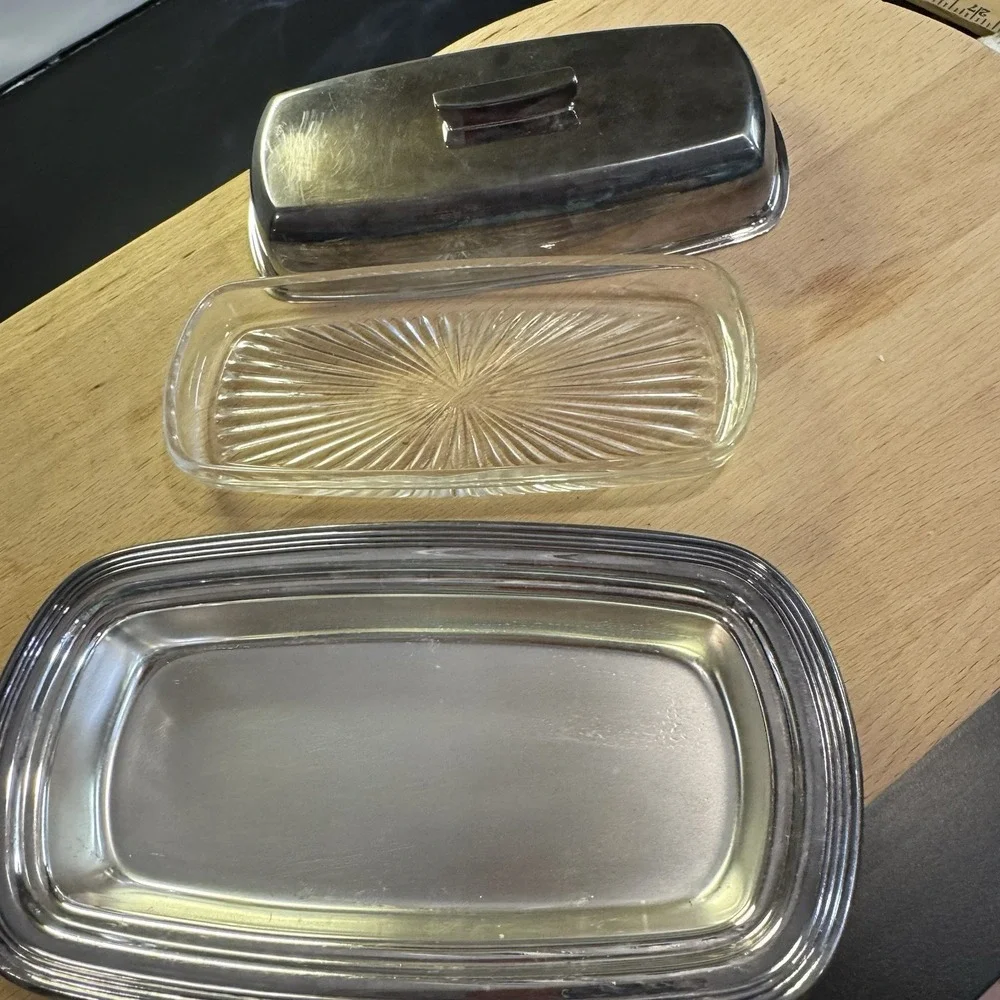 Silver Plated‎ Butter Dish Glass Insert FB ROGERS SILVER CO 1998 Trademark
